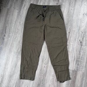 J.Crew Linen And Cotton Pull On Pants Summer, Women's Size 6, Khaki Green